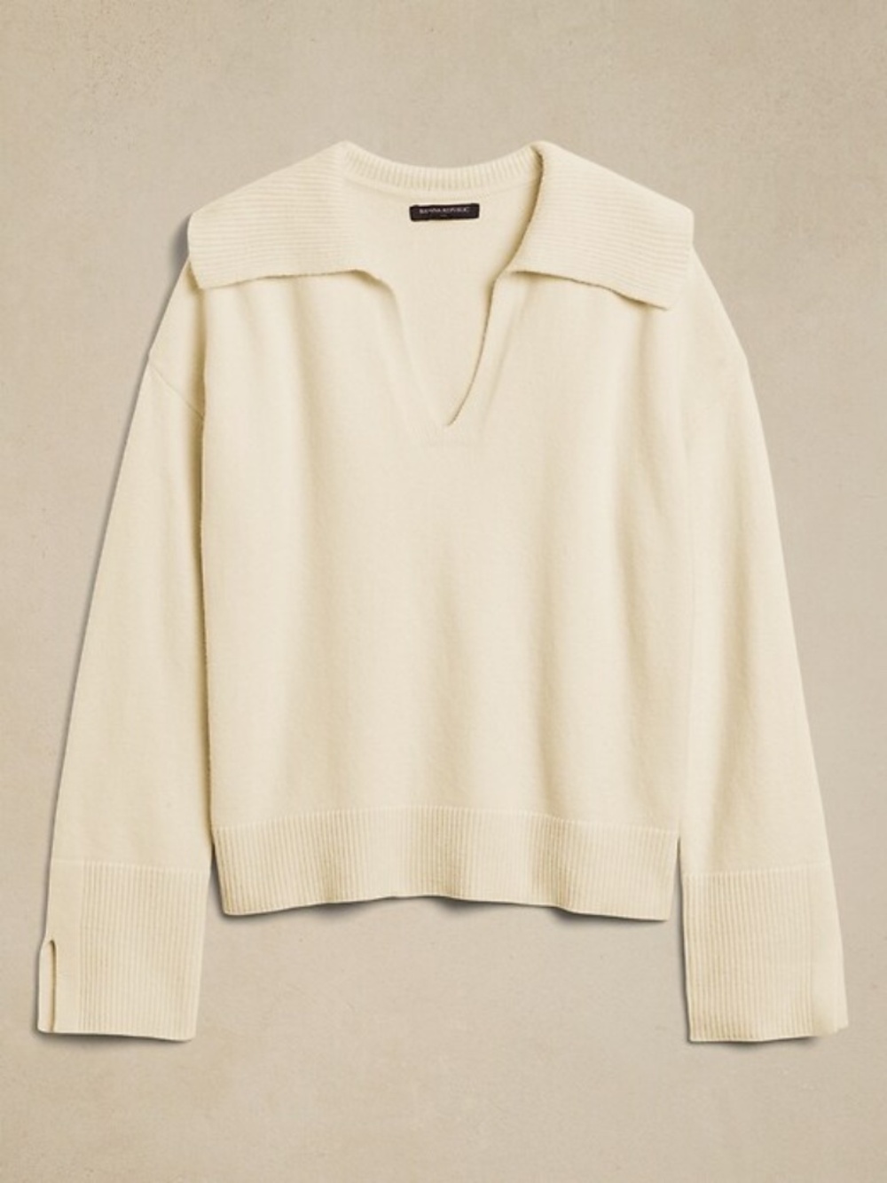 Banana Republic Johnny-Collar Pullover Sweater – Cream | XS